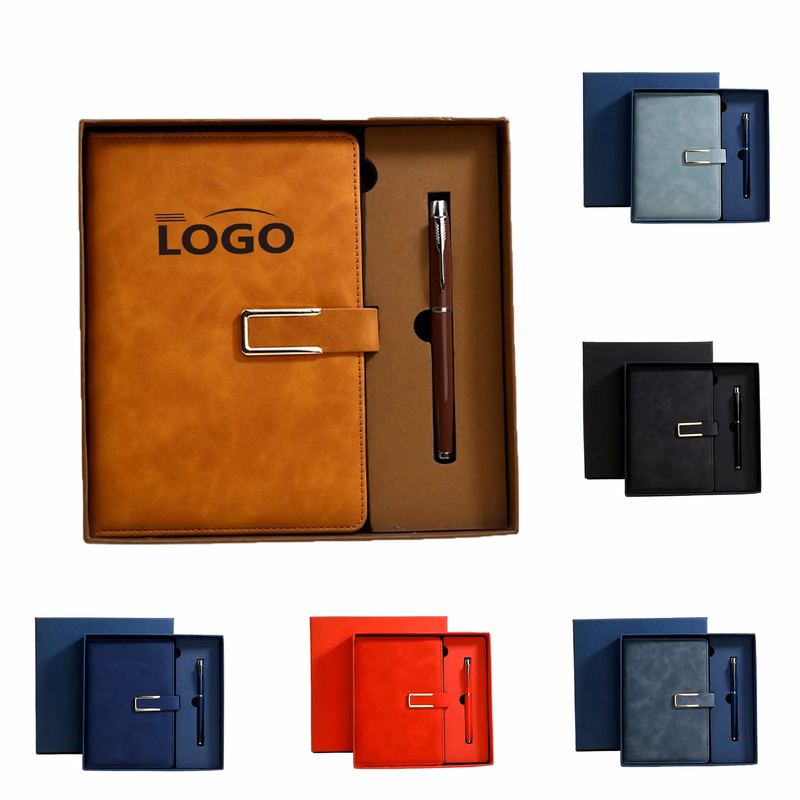 Deluxe Leather A5 Notebook And Pen Gift Set with Gift Box