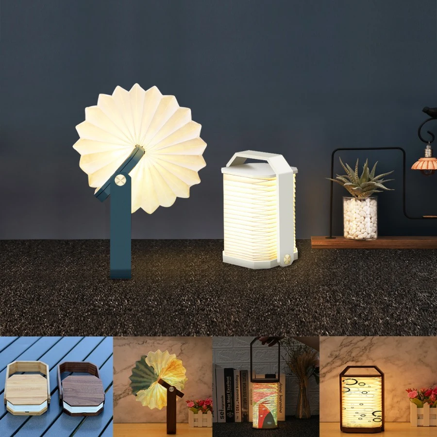 Fashionable And Foldable Paper Lamp With Built In 1200mAh Rechargeable Battery 1