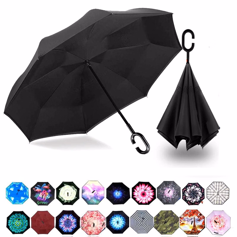Windproof Double Layer Folding Inverted Umbrella