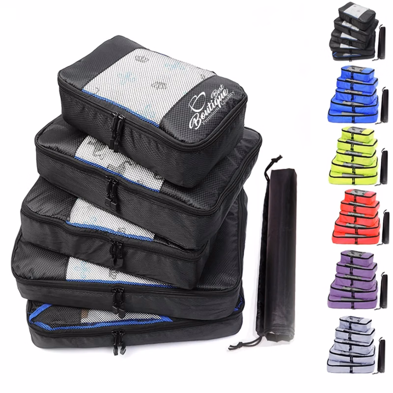 6Pc Packing Cube Zipper Compression Pouch Travel Storage Bag