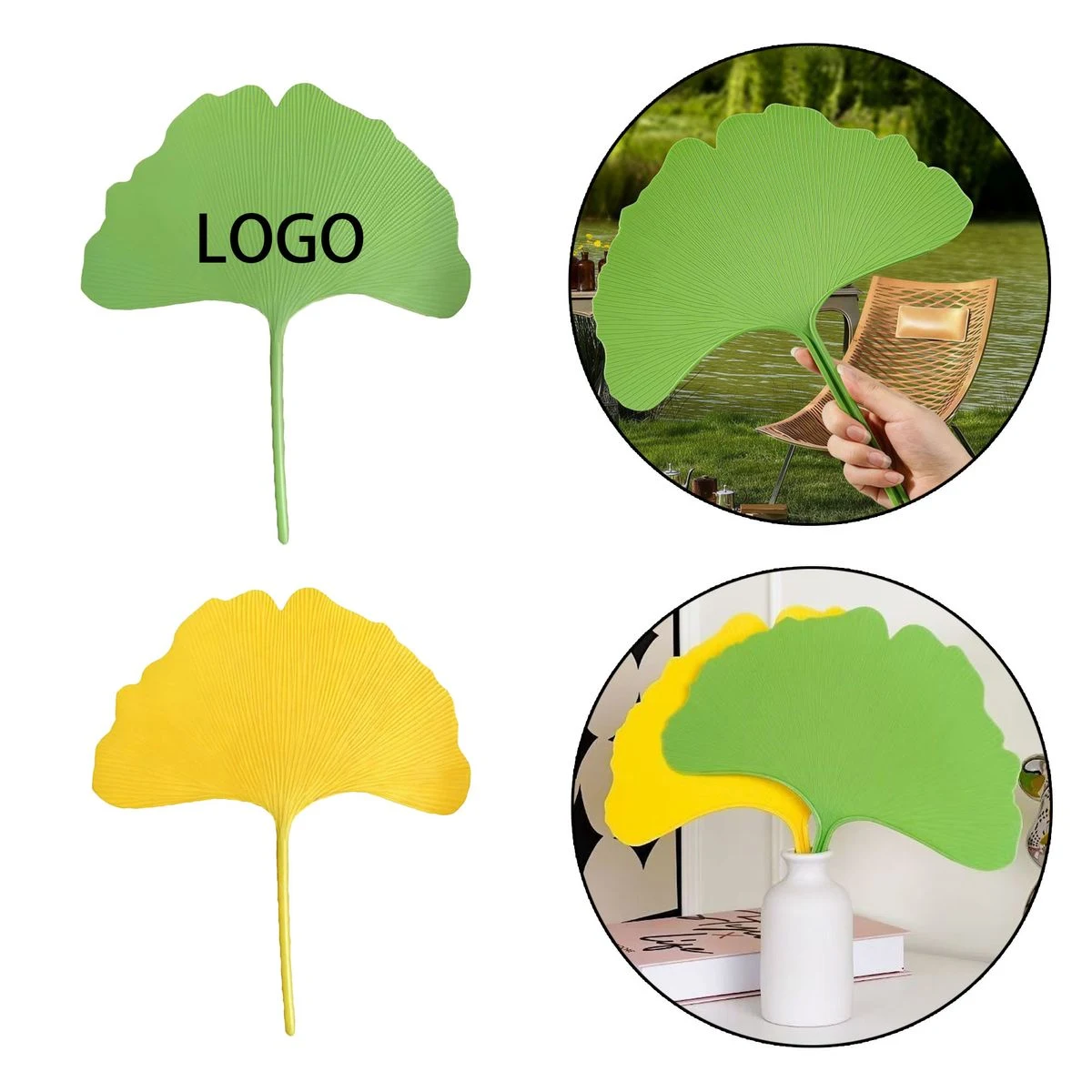 Handheld Ginkgo Leaf Cooling Fan 1