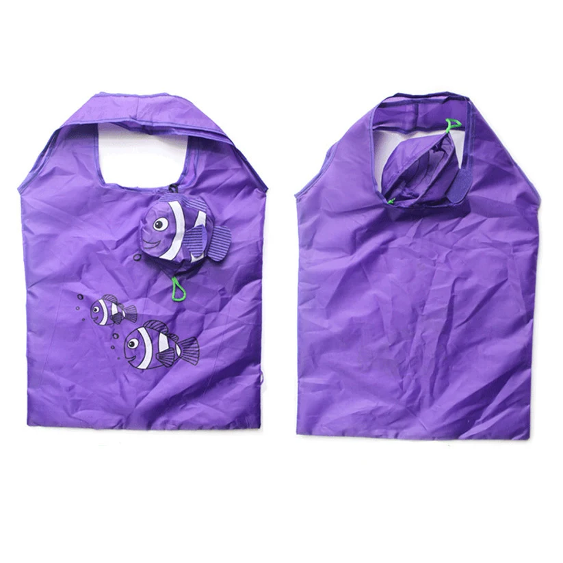 Nylon Cartoon Tropical Fish Tote Clown Fish Folding Shopping Bag 1