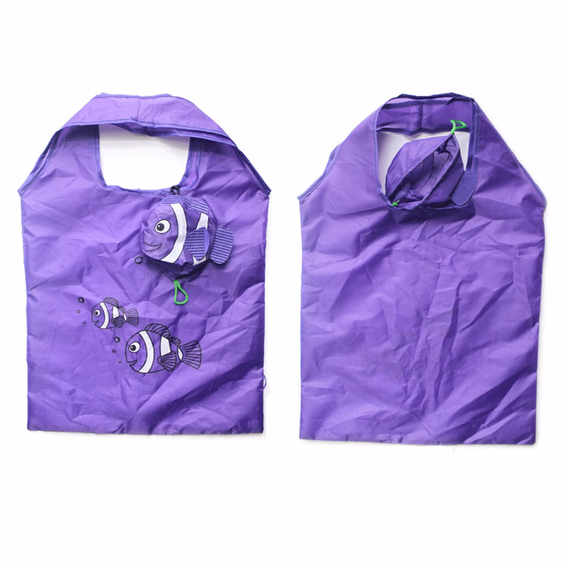Nylon Cartoon Tropical Fish Tote Clown Fish Folding Shopping Bag
