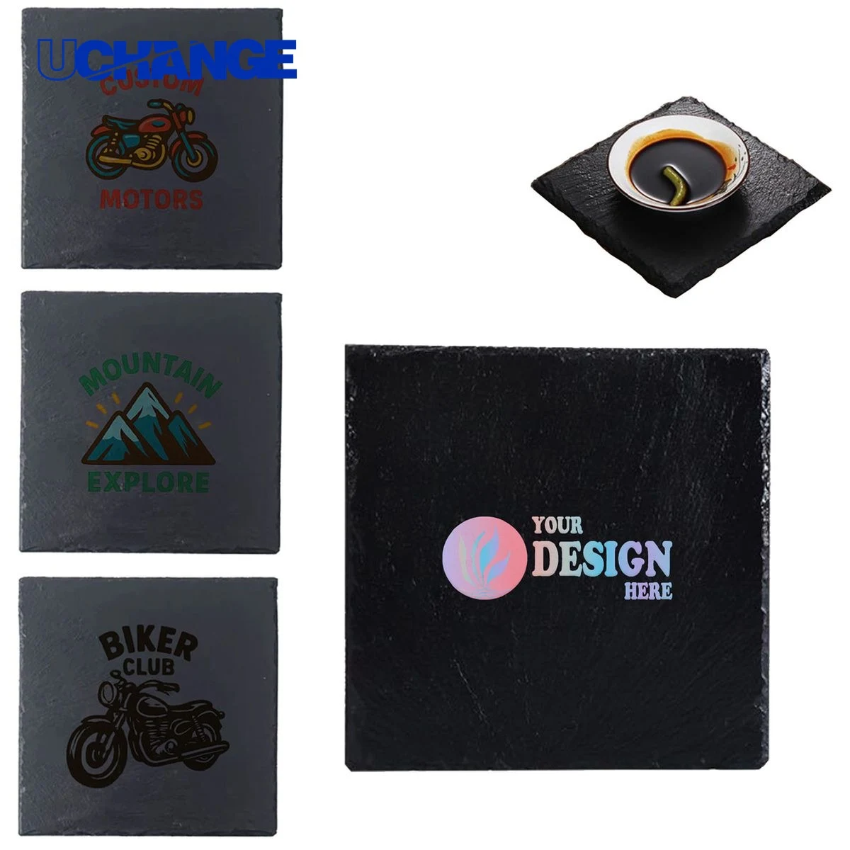 Square Slate Stone Coaster for Dining Table Protection 1