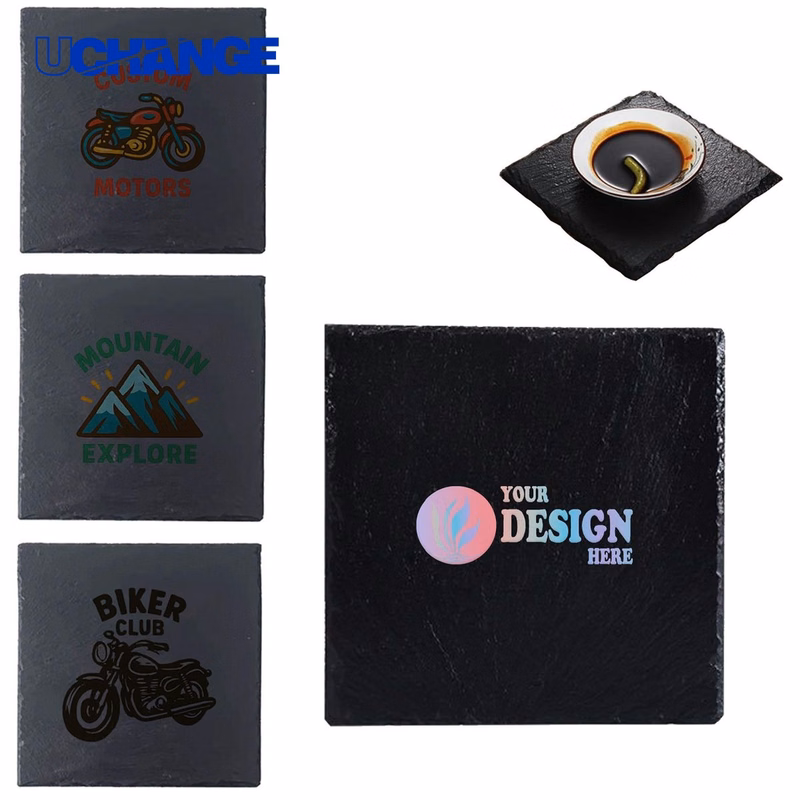 Square Slate Stone Coaster for Dining Table Protection