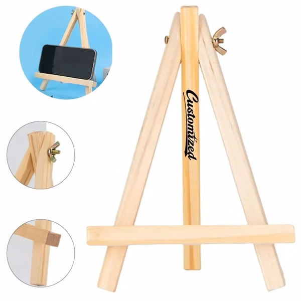 Custom Mini Wooden Display Easel Stand with Logo Engraving — Art & Event Promo