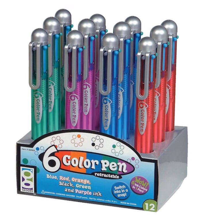 6-Color Retractable Pens 12 Pack