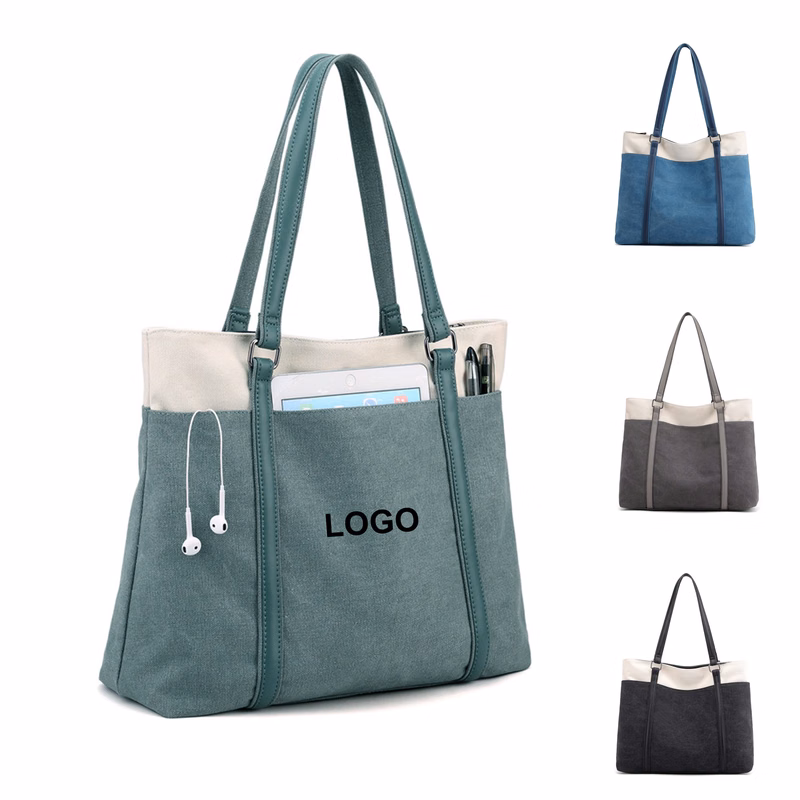 Two Tone Canvas Tote Bag (direct import)