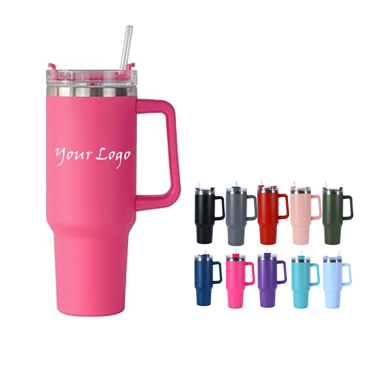 40 oz Insulated Water Bottle With Straw flip, custom water bottle with logo imprint 1