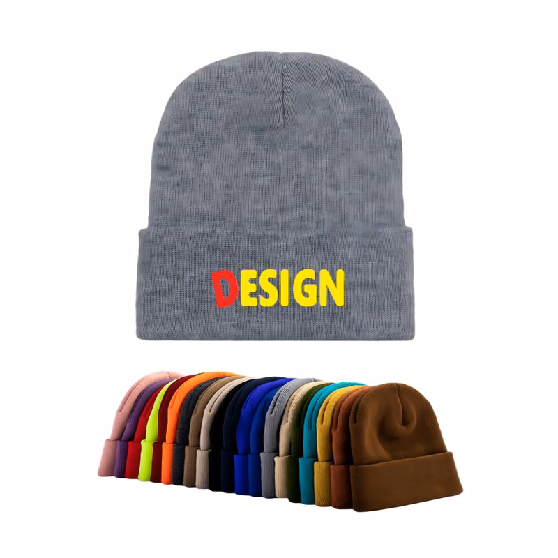 Warm Custom Embroidered Acrylic Winter Beanie Hat