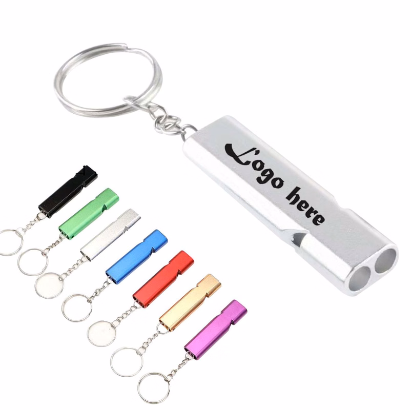 Multi-Color Metal Survival Whistle Keychain For Outdoor