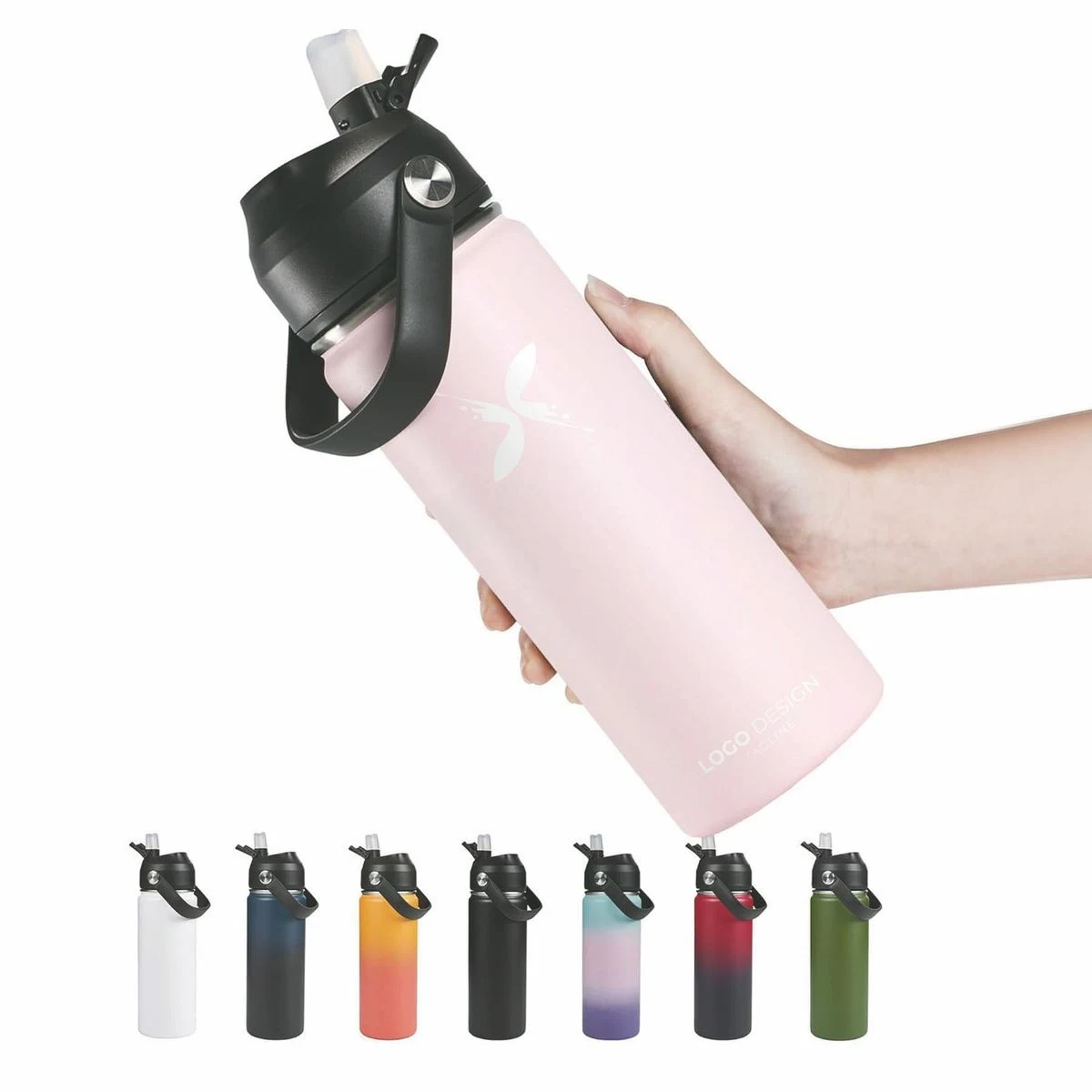 18oz Insulated Stainless Steel Water Bottle, Wide Mouth Double Wall Vacuum, Silicone Straw 1