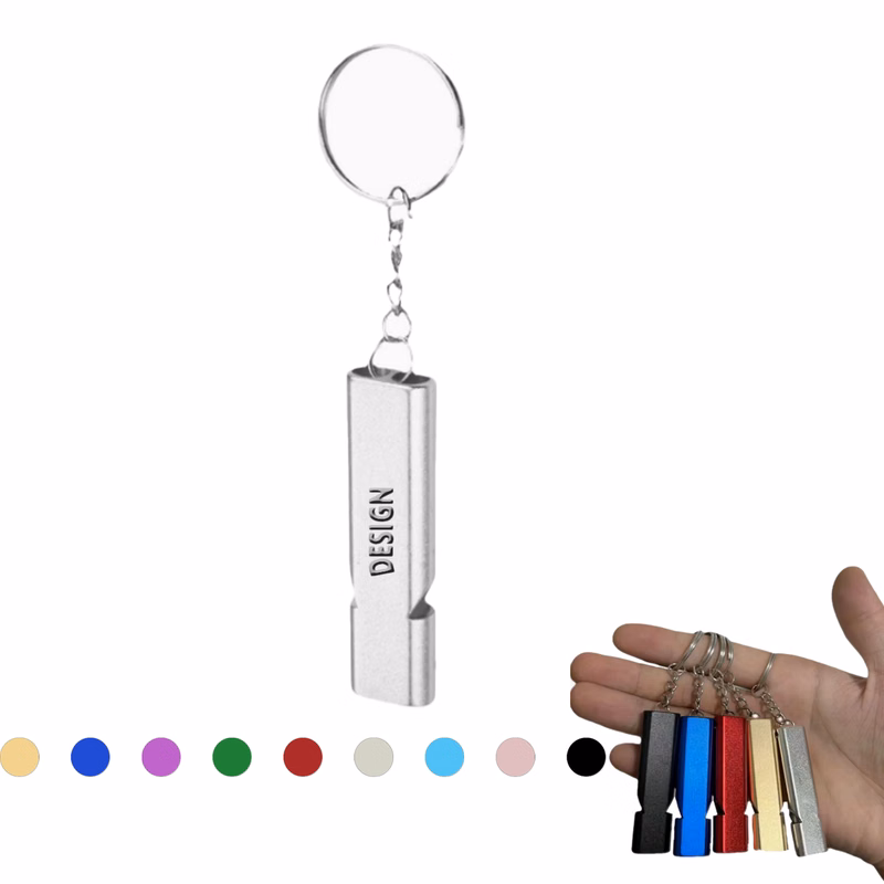 Aluminum Double-Tube Safety Whistle Keychain