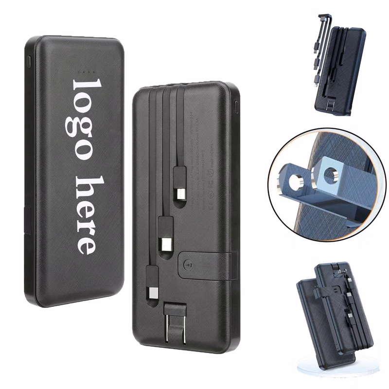 Certified 10,000mAh Power Bank with Integrated Charger


