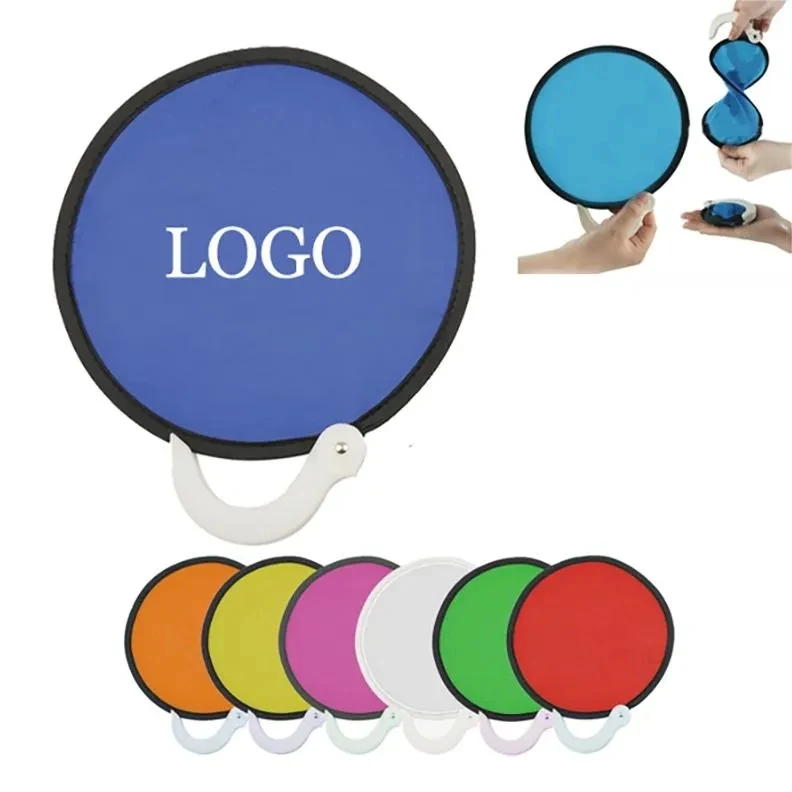 Round Foldable Nylon Advertising Fan With Hand Held 1