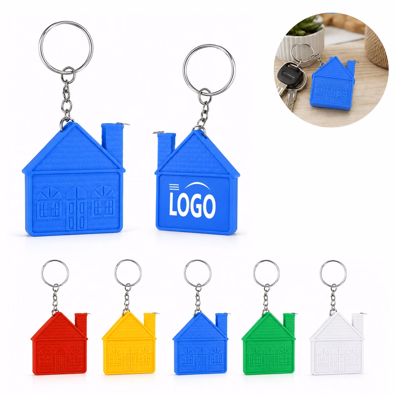 House Form Steel Tape Measure Keychain