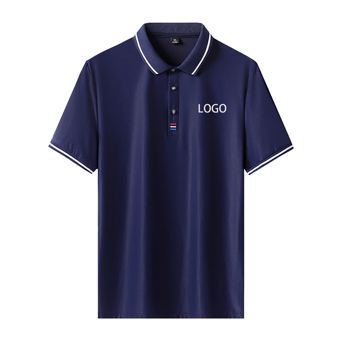 Men's Short Sleeve Golf Shirt with 3 Buttons on Tops 1