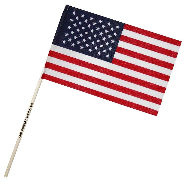 6" X 9" U.S. Cotton Flag on Imprinted 18" Wooden Staff 1