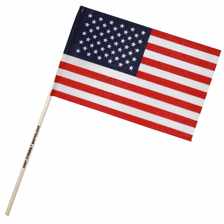 6" X 9" U.S. Cotton Flag on Imprinted 18" Wooden Staff