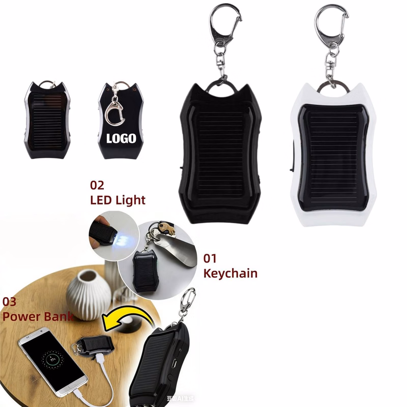 1200mAh Solar Keychain Charger with 3 LED Lights