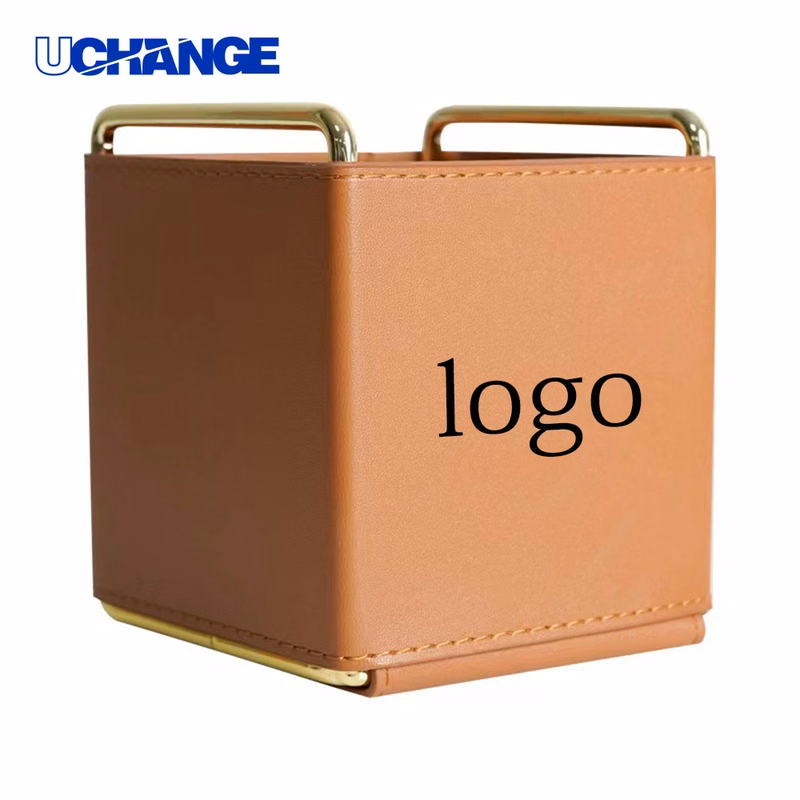 Leather Pen Holder Desktop Storage Box
