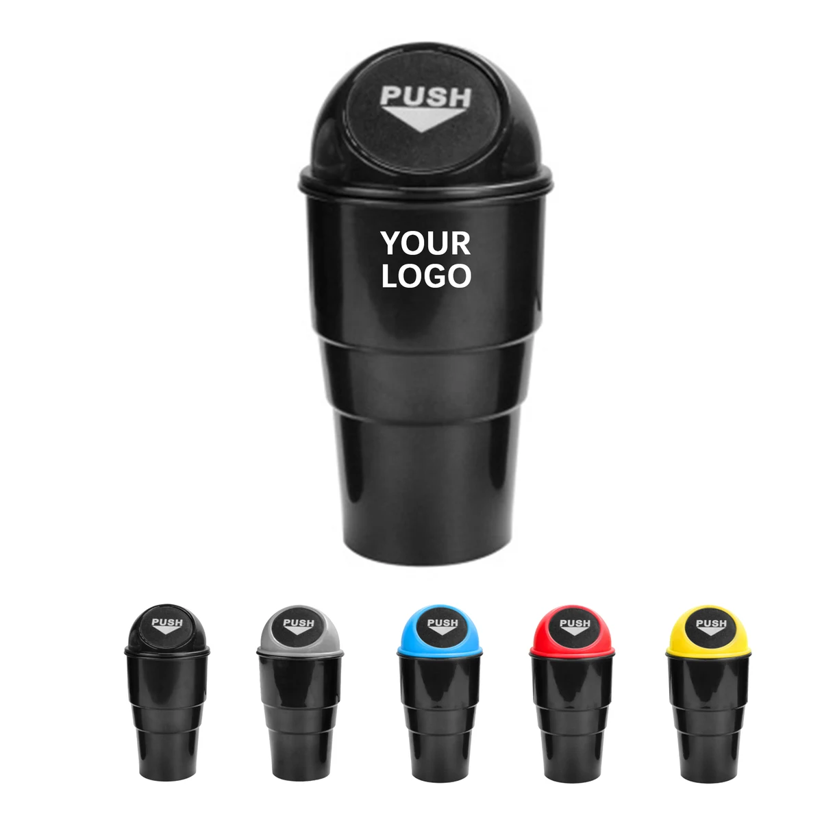 Plastic Car Trash Can With Swing Lid 3.3" Diameter x 8" H 1