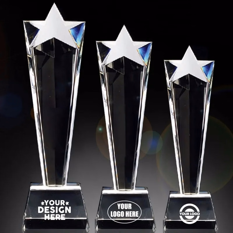 Pentagram Shaped Crystal Award Trophy