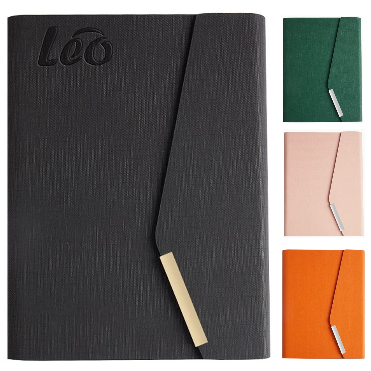 Faux leather three fold tower buckle notebook set gift box 1