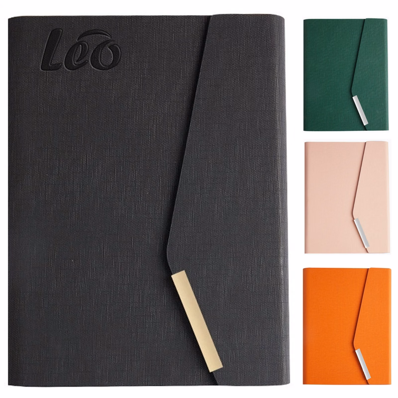 Faux leather three fold tower buckle notebook set gift box
