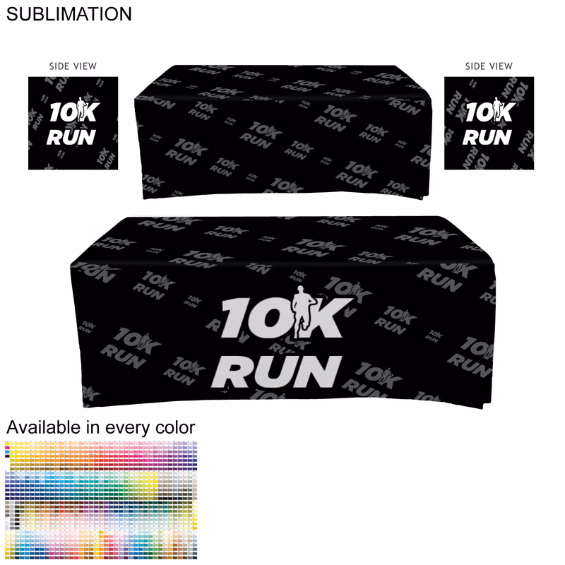 Outdoor Use Sublimated Box style Fitted tablecloth for a 6' Table, Closed back