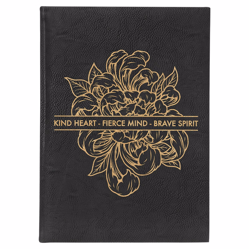 7" x 9 3/4" Black/Gold Leatherette Journal-Lined Paper