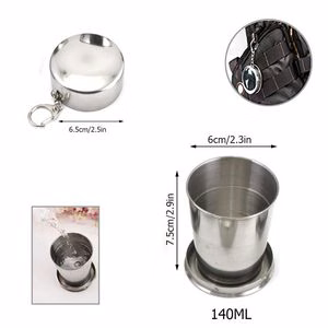 140ml Collapsible Stainless Steel Travel Cup With Key Ring