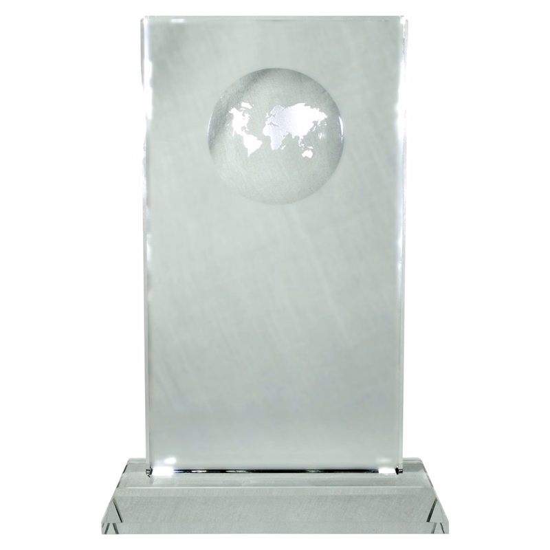 8" OptiMaxx Global Tower with Crystal Base and Recessed Globe