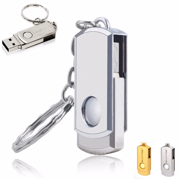 Metal Swivel USB Flash Disk with Keyring