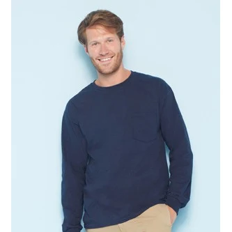 Screen Printed G2410 Colored Long Sleeve T-shirt with Pocket 1
