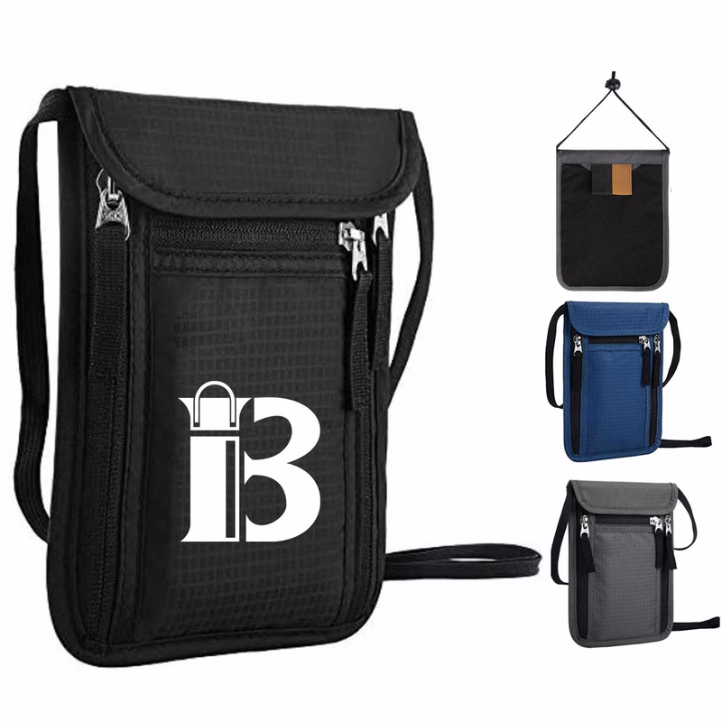 Travel Canvas Neck Wallet w/ RFID Blocking Passport Holder