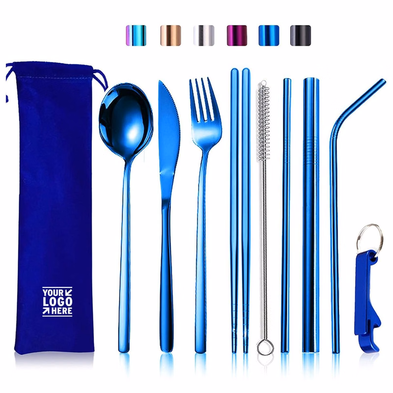 10 Pieces Travel Silverware Set with Case