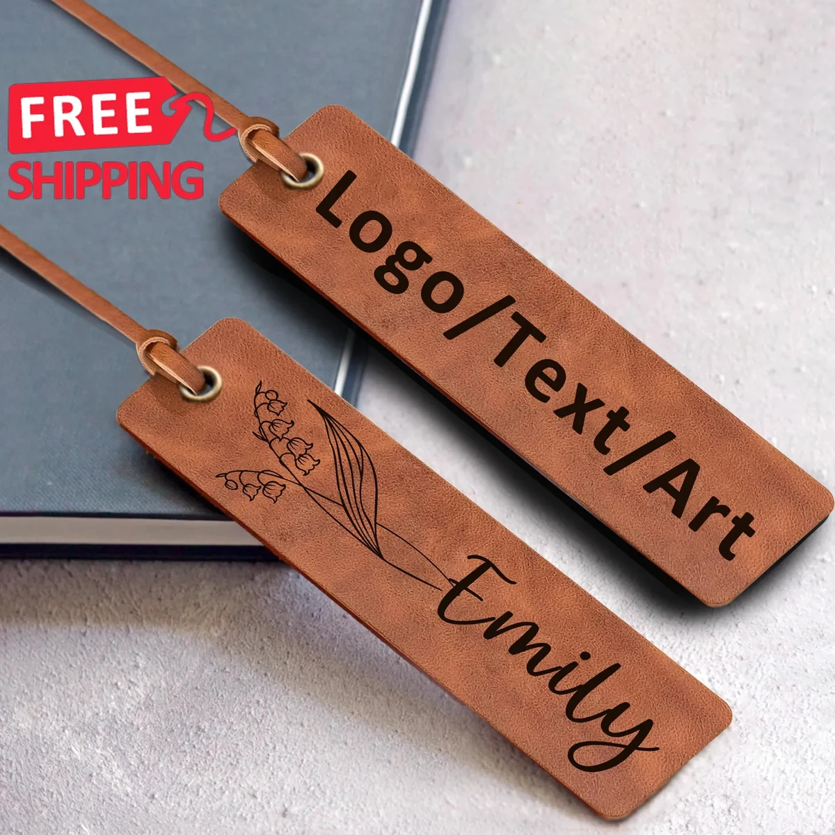 Birth Flower PU Leather Bookmark 1