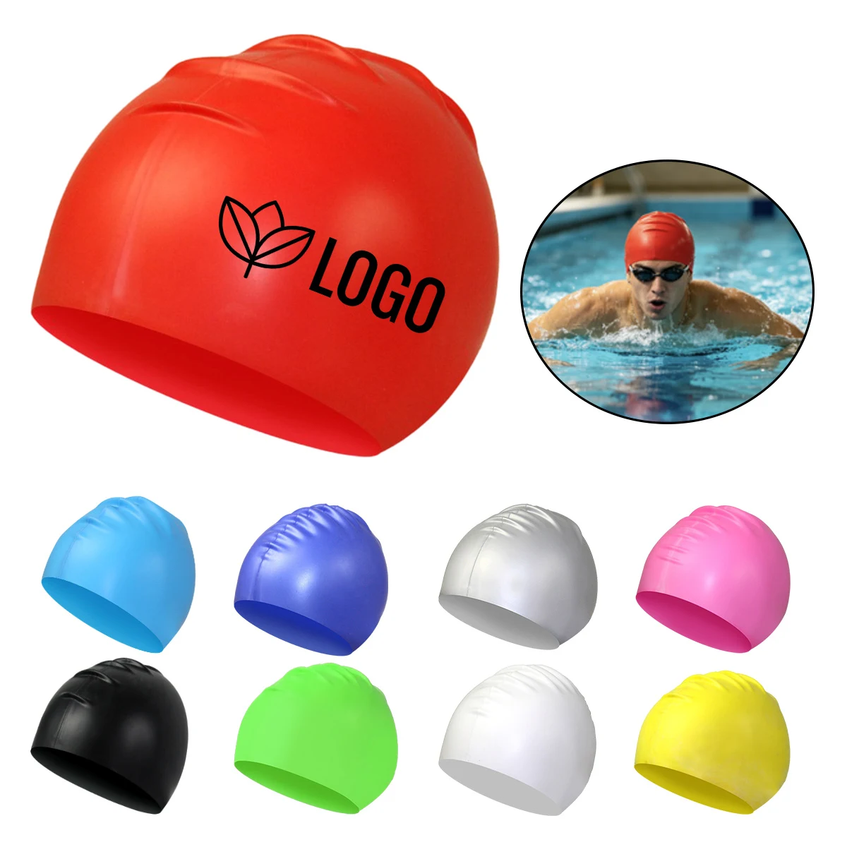 MOQ10 Stretch Silicone Swimming Cap 1
