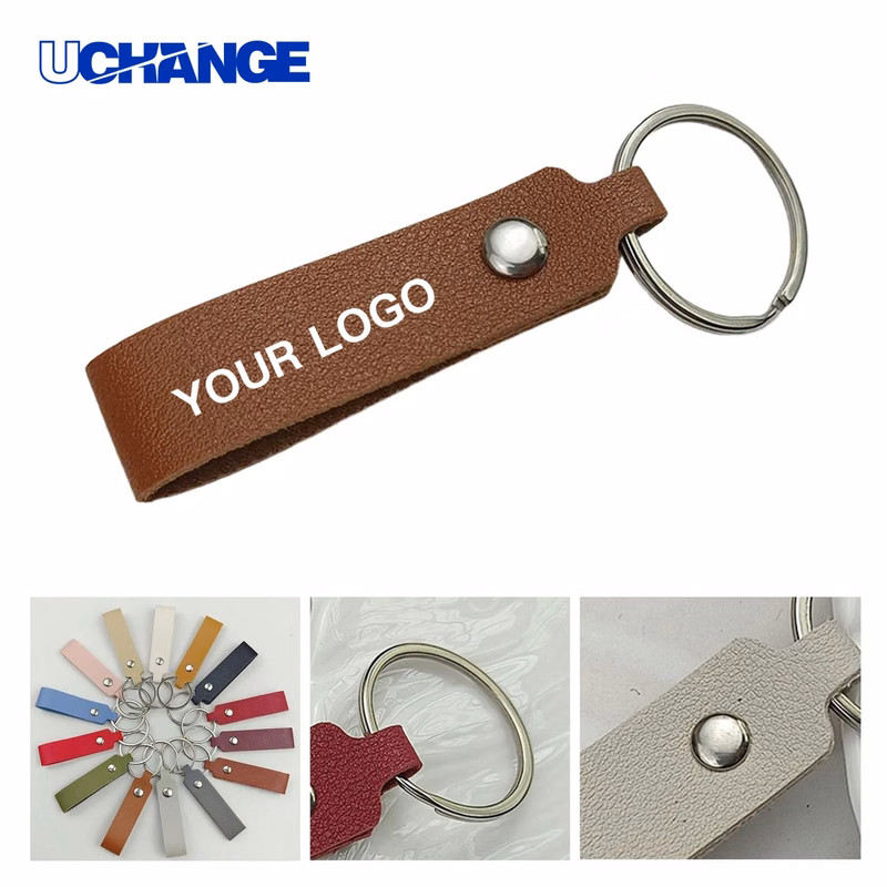 Striped Leather Keychain Accessory for Bags