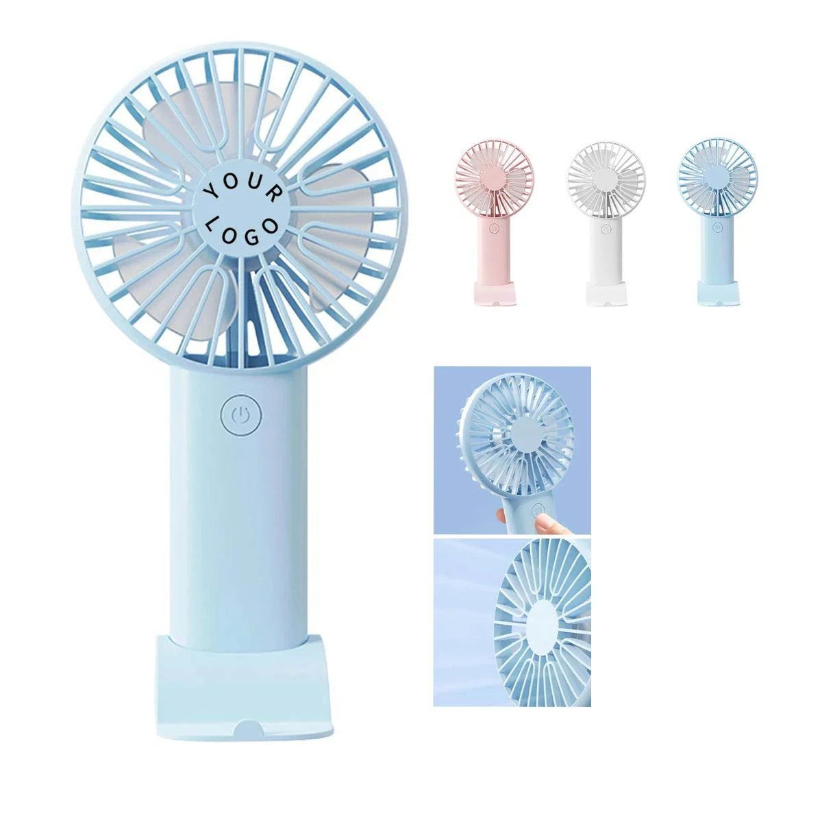 USB Rechargeable Fan with Foldable Base and Holder 1