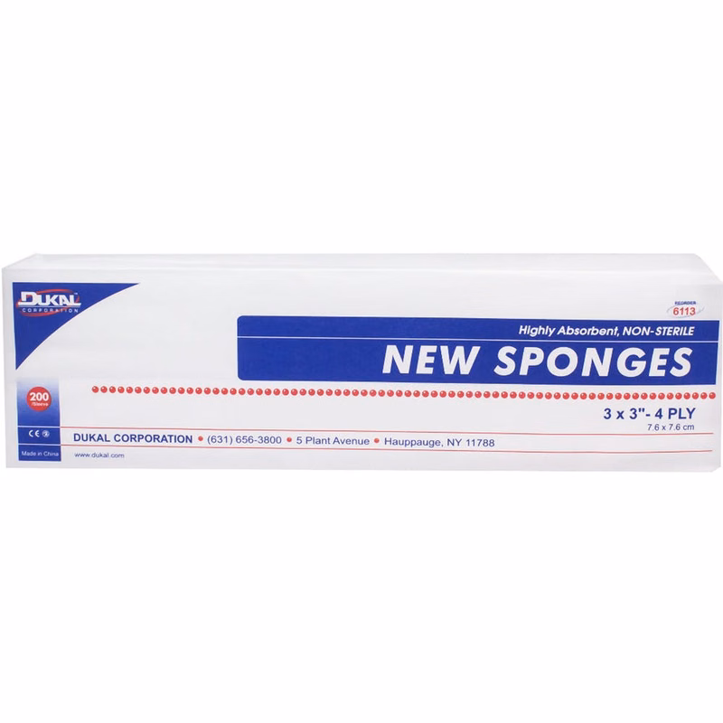 Non-Sterile New Sponge - 4 Ply 200 Pack 3" x 3"