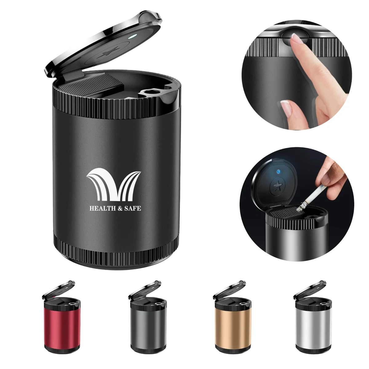 One-Button Open Lid Lighted Car Ashtray 1
