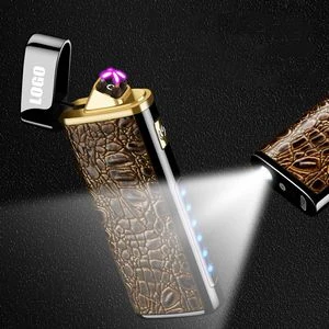 Stylish PU Leather E Arc Lighter With Built In Flashlight 1