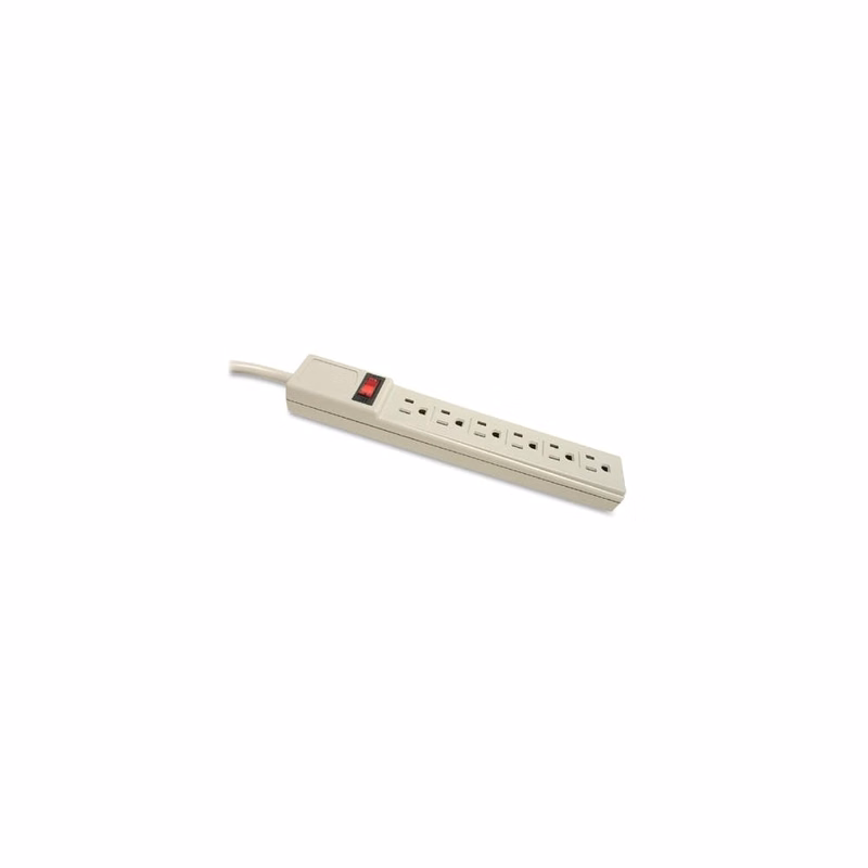 6 Outlet Power Strips - Built-in Circuit Breaker 6' Cord Gray