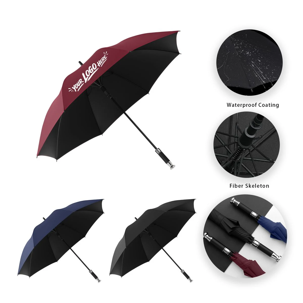 27in Auto Golf Umbrella Vented Windproof Rain Gear 1
