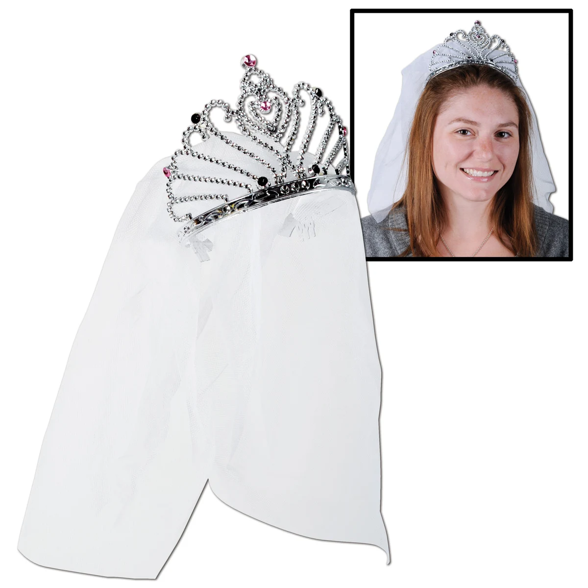 Plastic Bride To Be Tiara with Veil 1