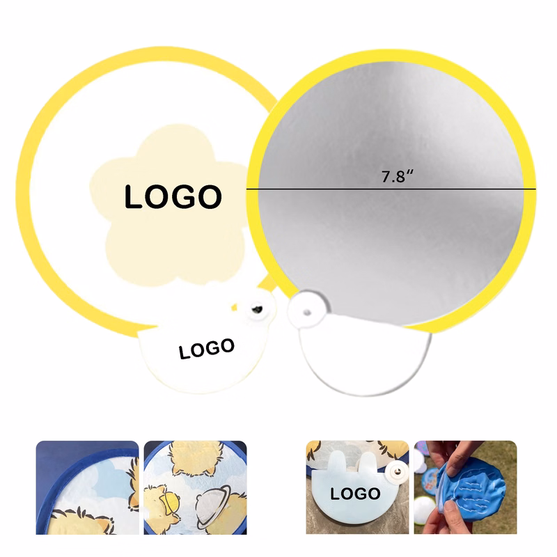 Custom Mirror Hand Fan & Flying Disc Combo