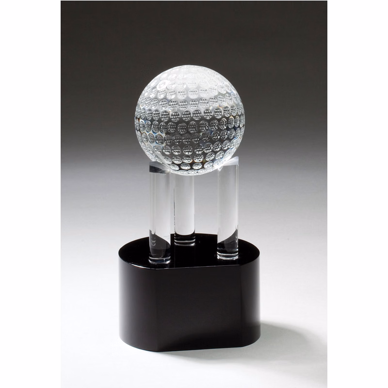 Crystal Golf Ball on 3 Pillars 7"