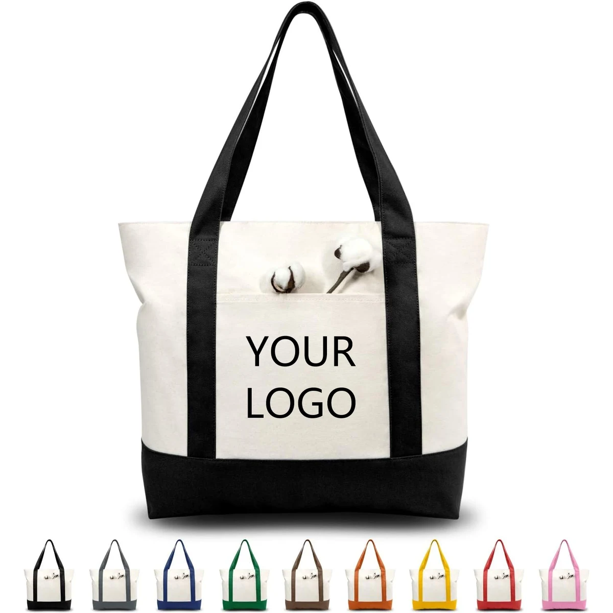 Large Heavyweight Cotton Canvas Tote, custom tote bag with logo imprint 1